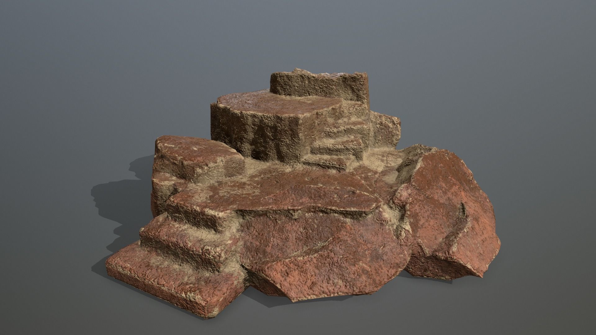 Altar Set rock steps Low-poly 3D model_9