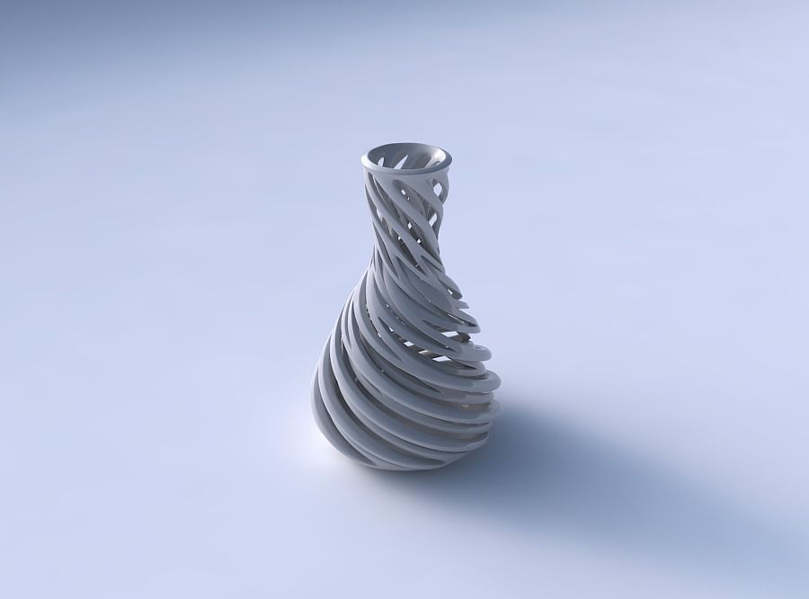 Vase flared with intertwining lines very twisted and tapered 2 3D print model_3