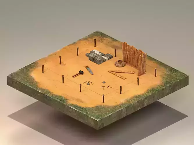 Building Foundation 4  Low-poly 3D model