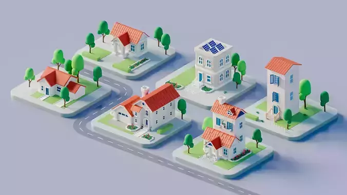 Cartoon Houses Low Poly Collection