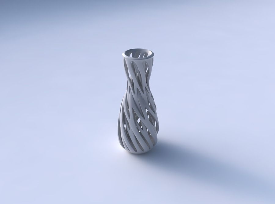 Vase flared with intertwining lines twisted 3D print model_3