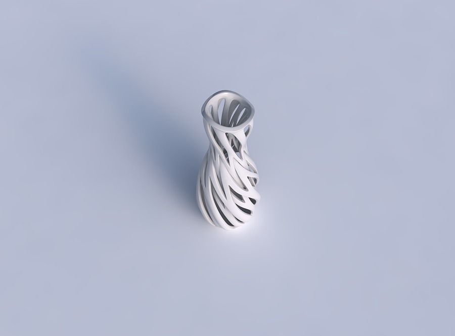 Vase flared with intertwining lines twisted wavy 3D print model_1