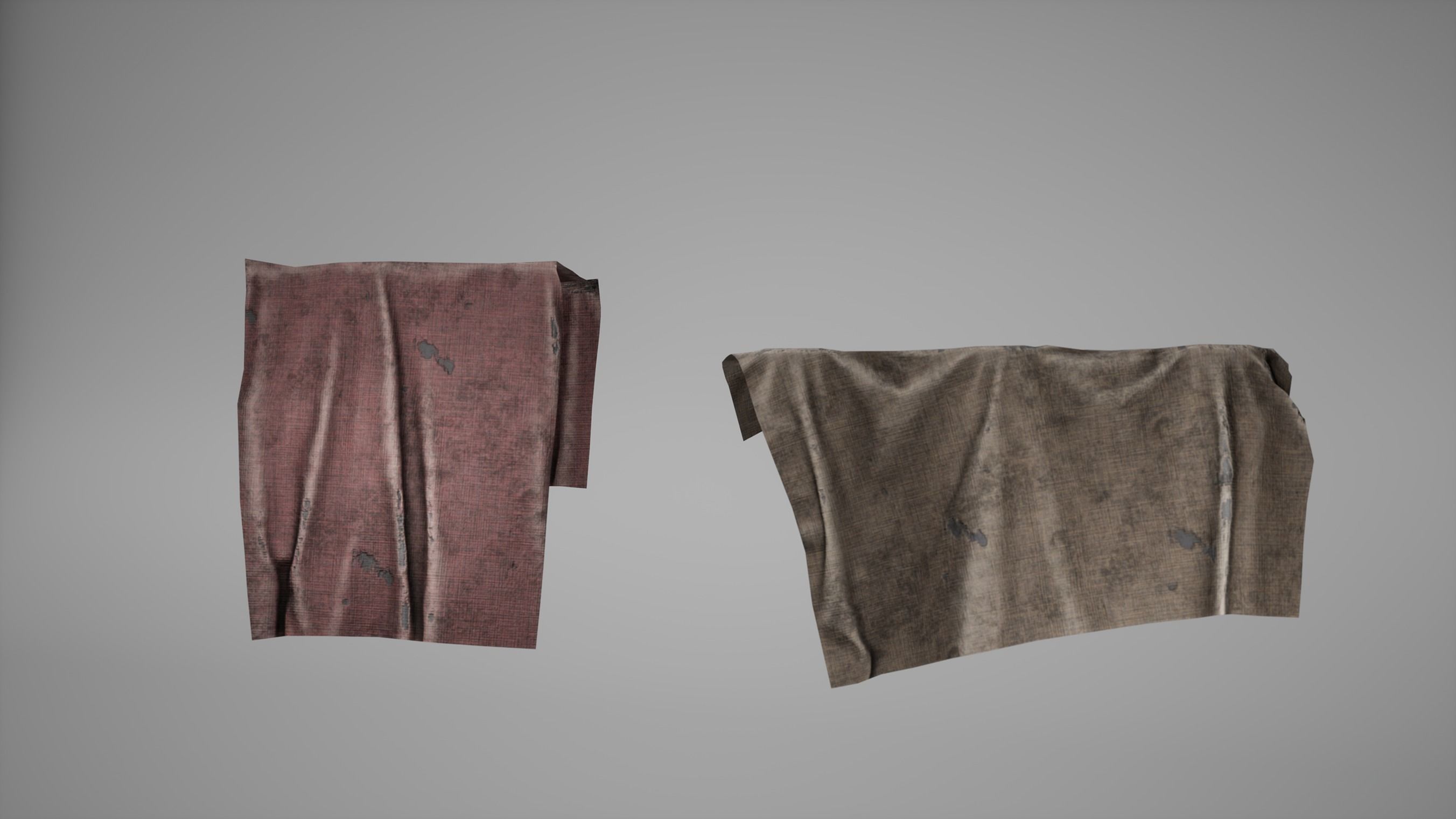Cloth Low Poly Game Ready two pieces of hanging Low-poly 3D model_1