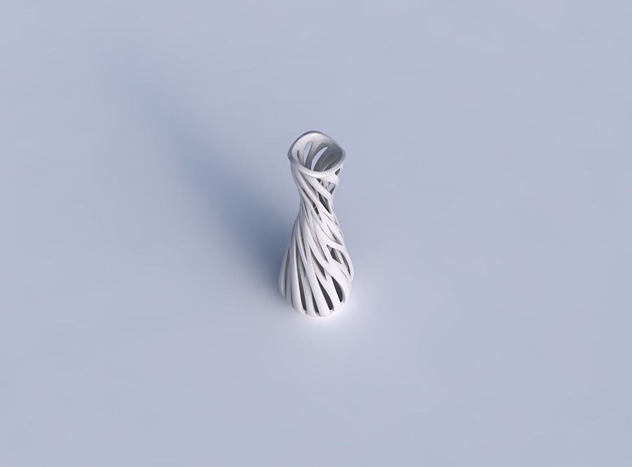 Vase flared with intertwining lines twisted and tapered wavy 3D print model_1