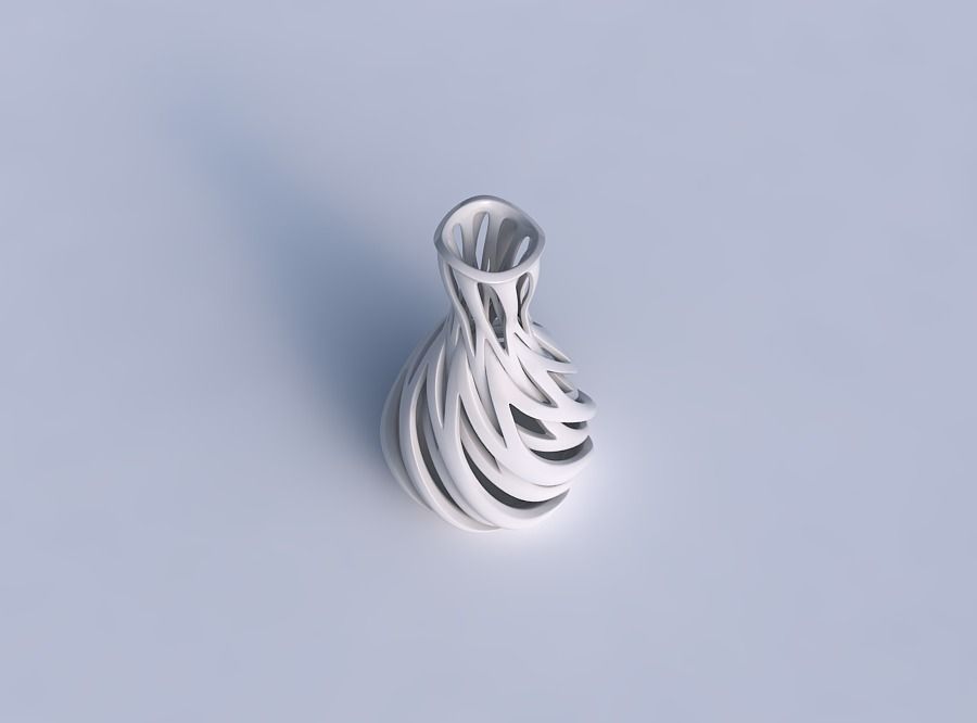 Vase flared with intertwining lines twisted and tapered 2 wavy 3D print model_1