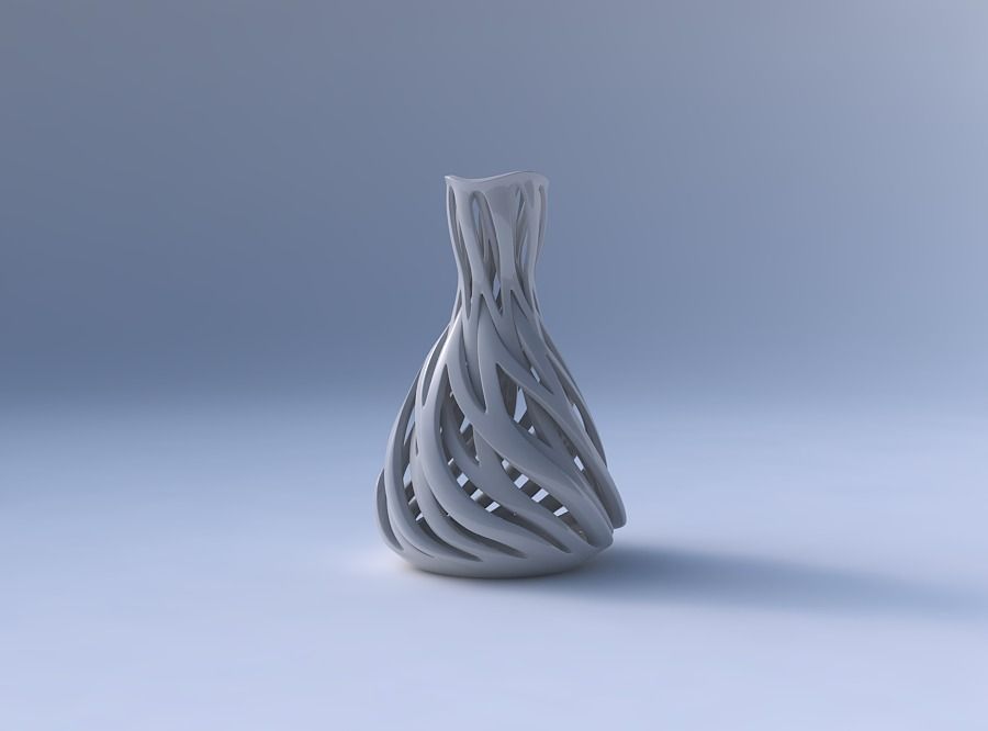 Vase flared with intertwining lines twisted and tapered 2 wavy 3D print model_4