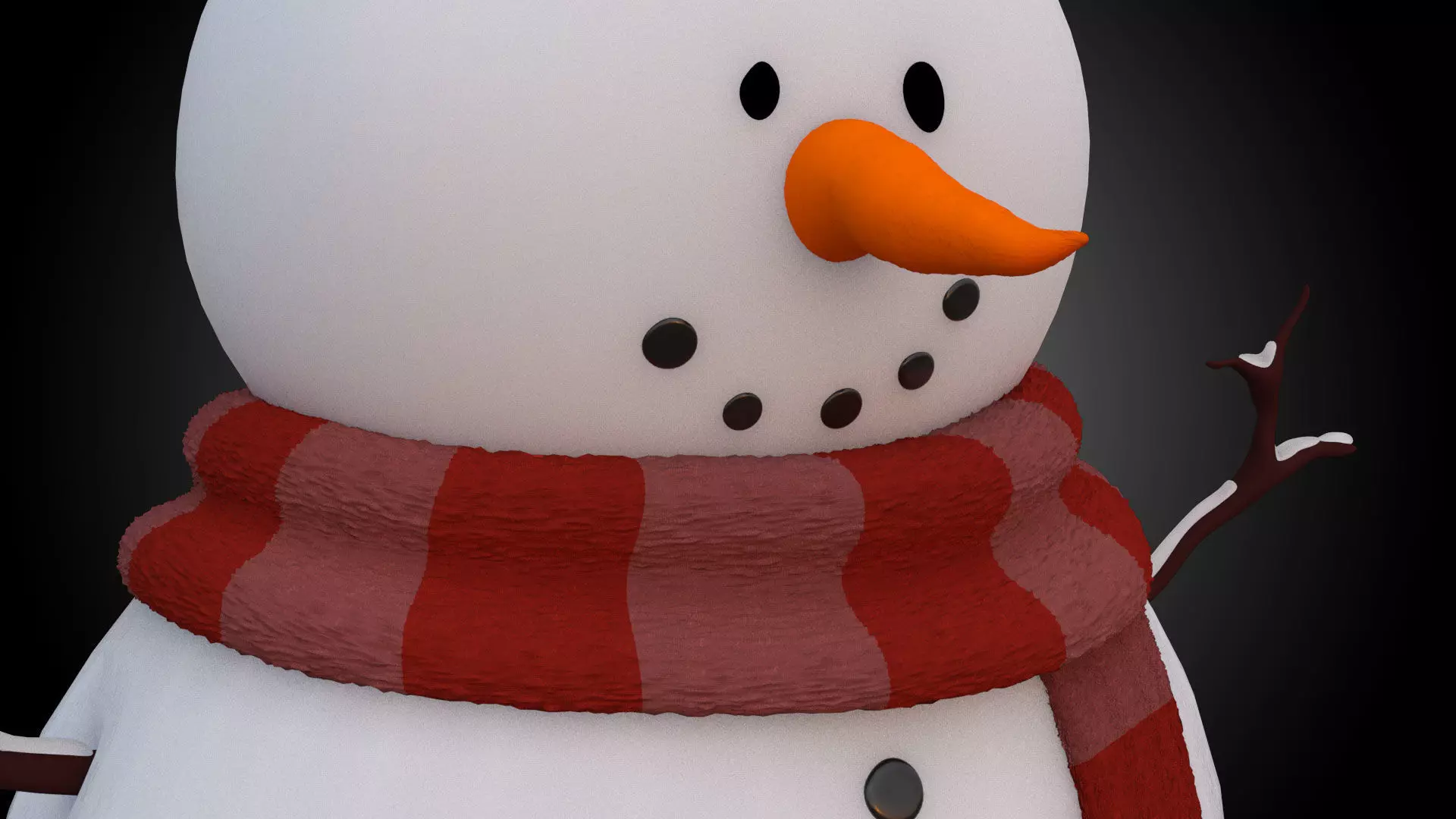 Snowman wearing scarf and hat Low-poly 3D model_0