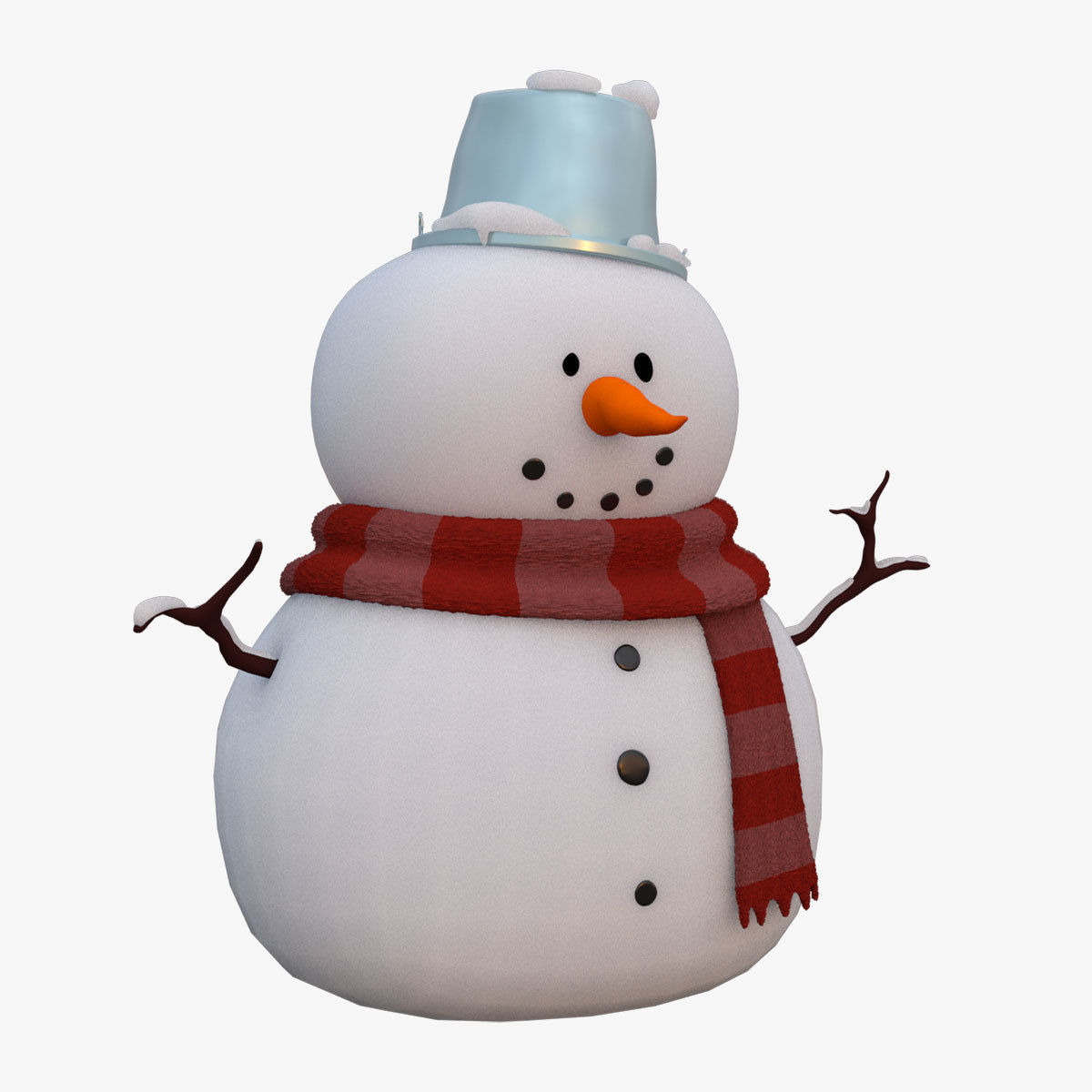 Snowman wearing scarf and hat Low-poly 3D model_13