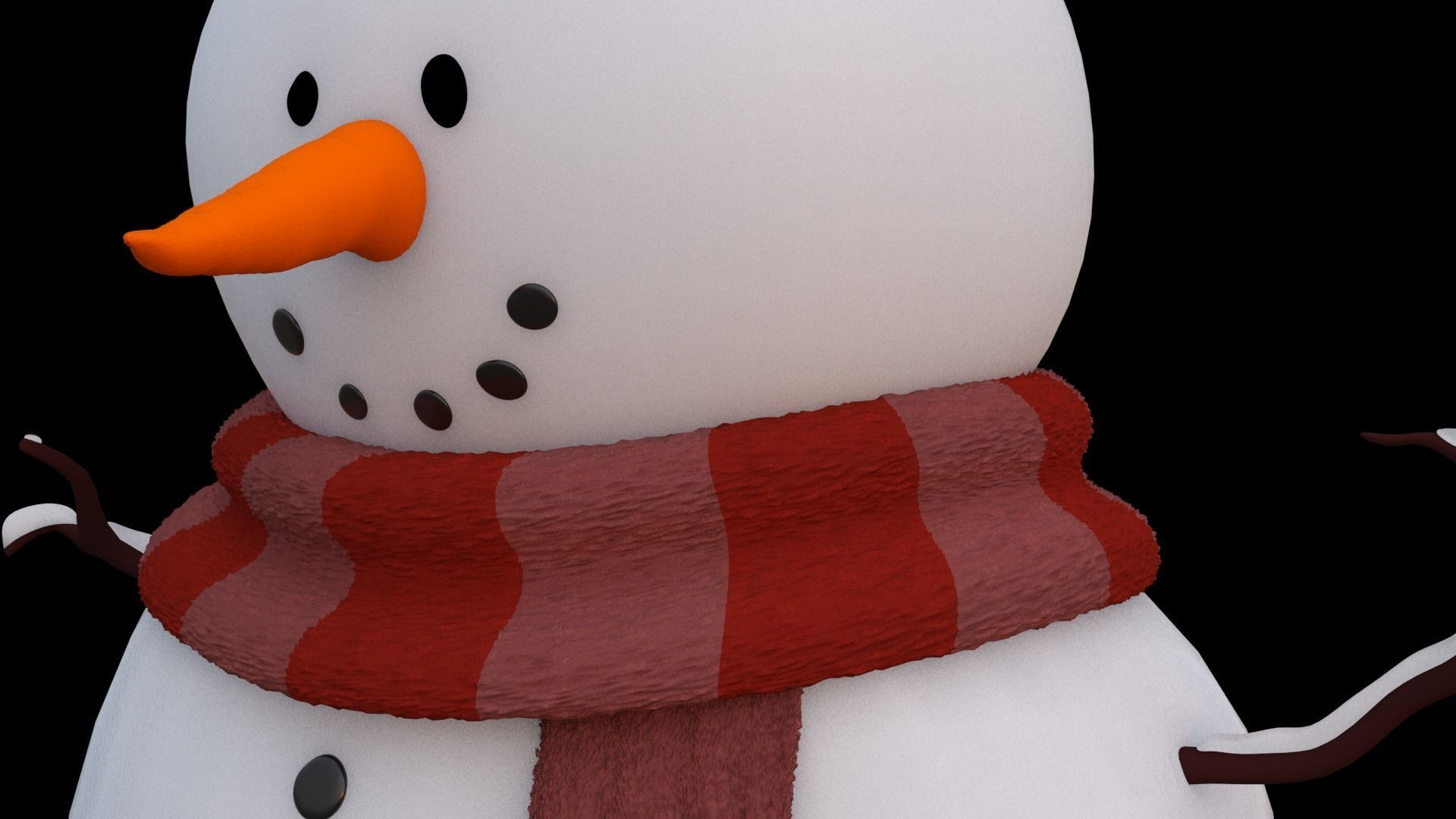 Snowman wearing scarf and hat Low-poly 3D model_9
