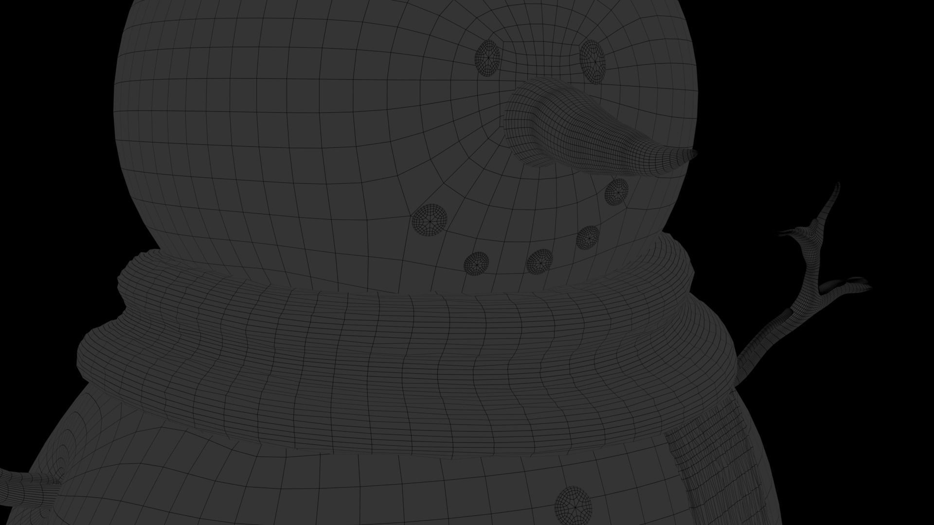 Snowman wearing scarf and hat Low-poly 3D model_11