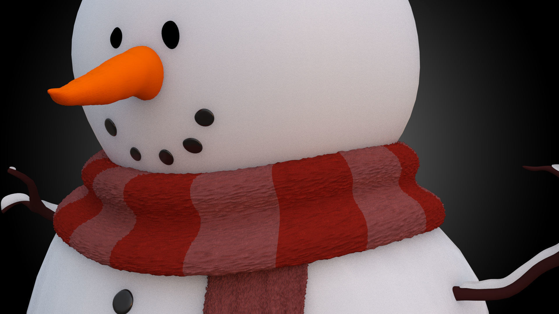 Snowman wearing scarf and hat Low-poly 3D model_3