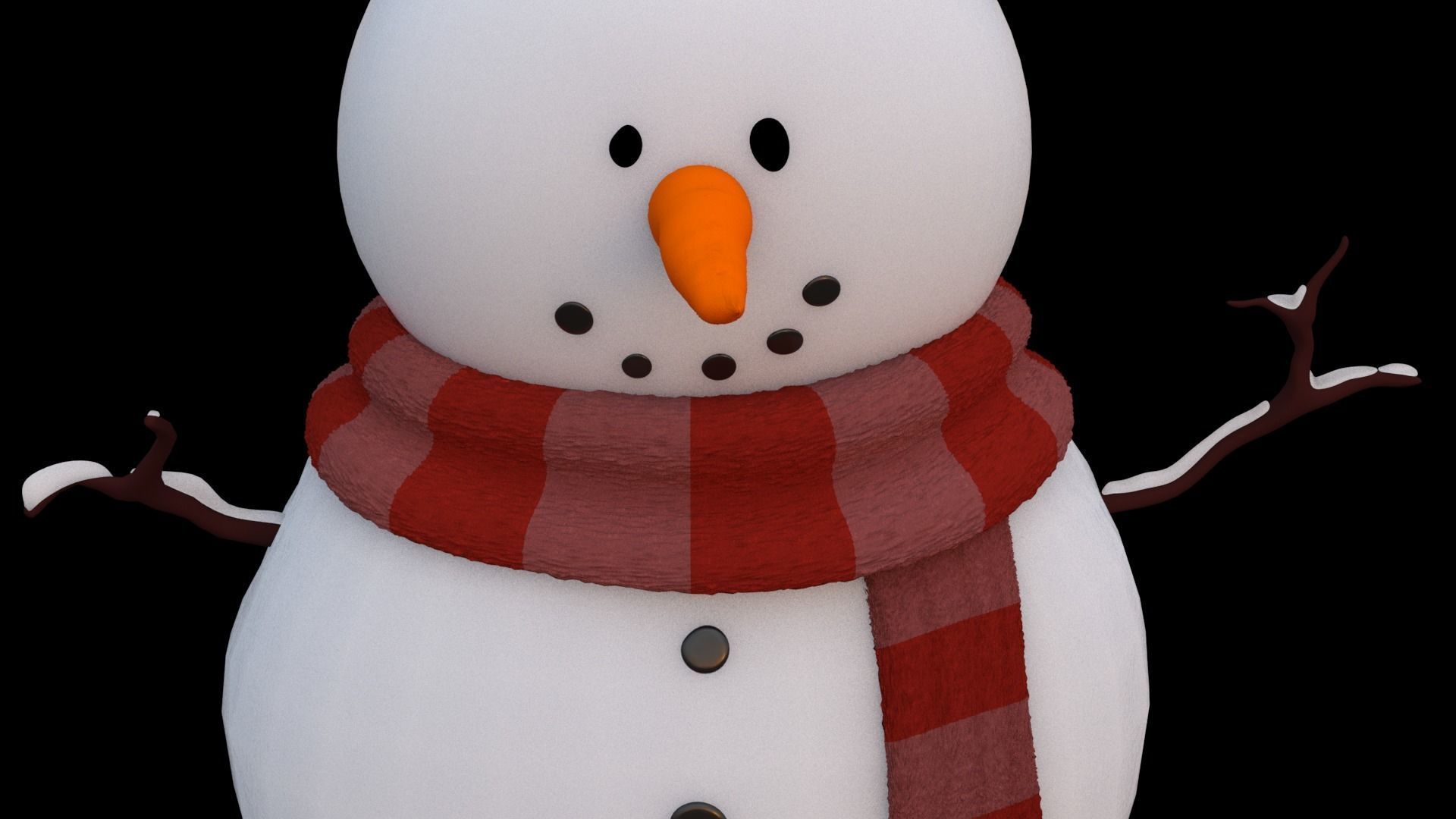 Snowman wearing scarf and hat Low-poly 3D model_10