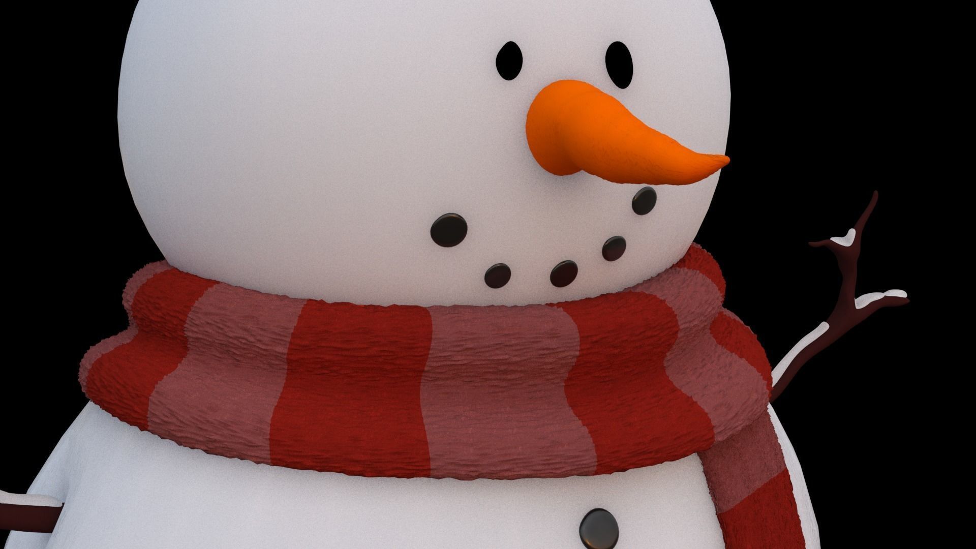 Snowman wearing scarf and hat Low-poly 3D model_8