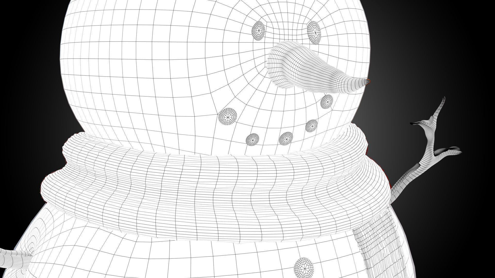 Snowman wearing scarf and hat Low-poly 3D model_5