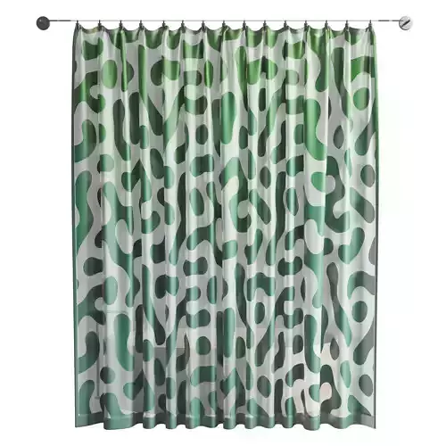 Bathroom Curtains pinned by clamps curtain wire rod  3D model