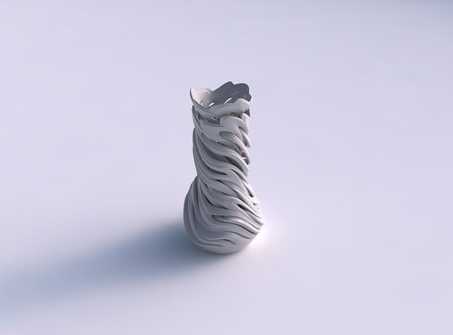 Vase cylindrical tapered with beveled intertwining lines very... 3D print model_0