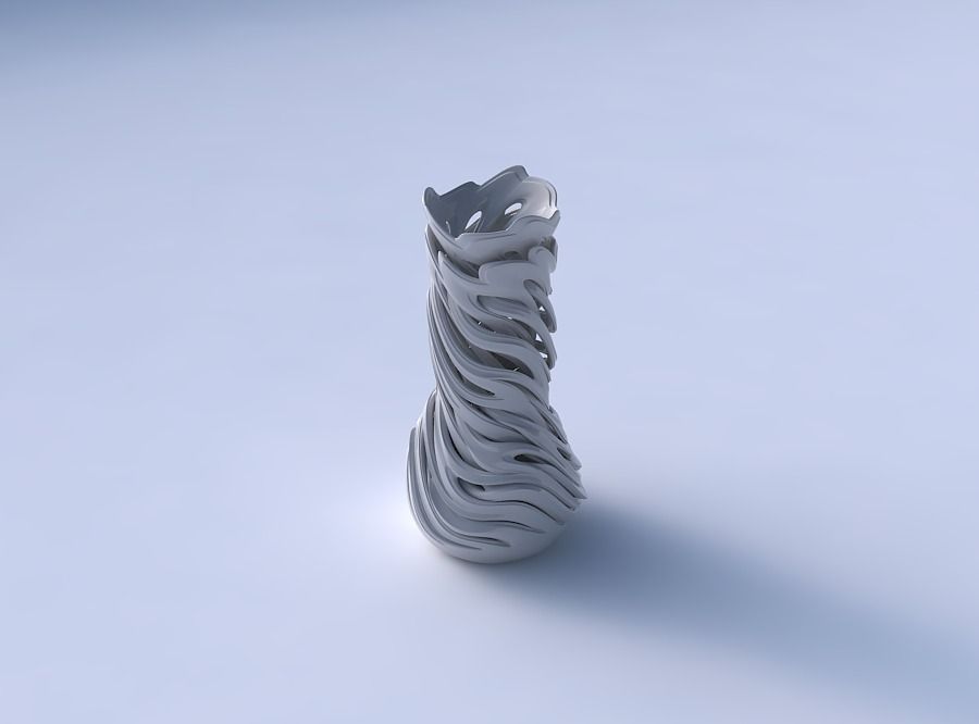 Vase cylindrical tapered with beveled intertwining lines very... 3D print model_3