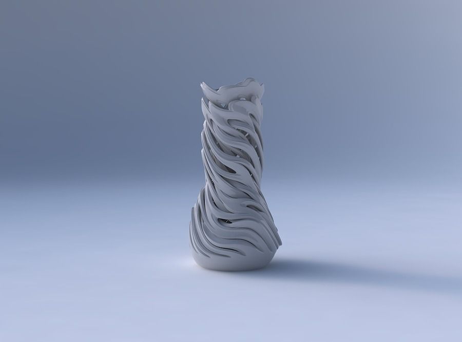Vase cylindrical tapered with beveled intertwining lines very... 3D print model_4