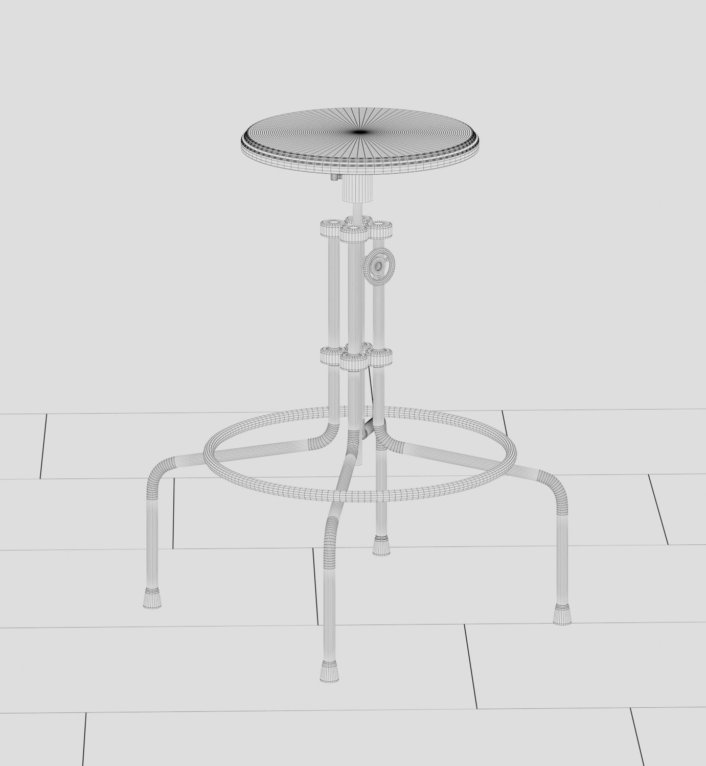 Bar stool loft Low-poly 3D model_4
