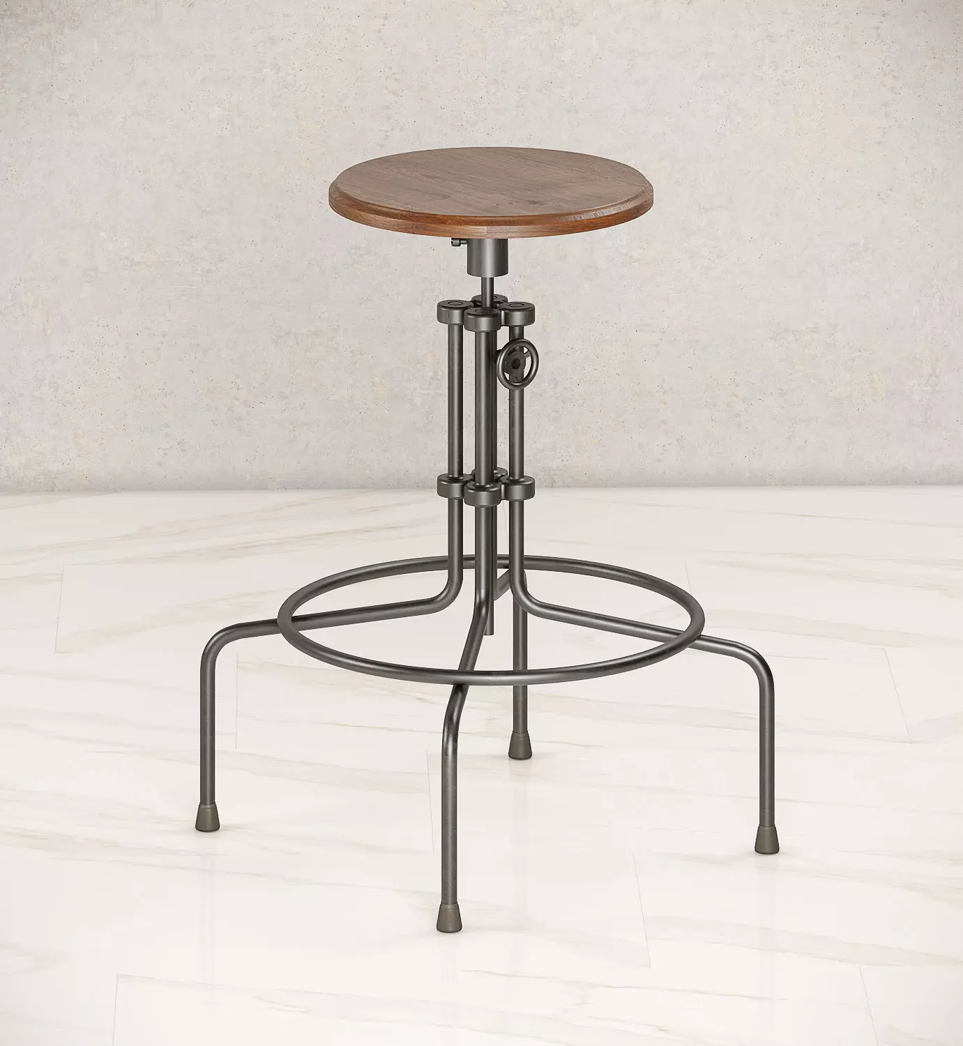 Bar stool loft Low-poly 3D model_0