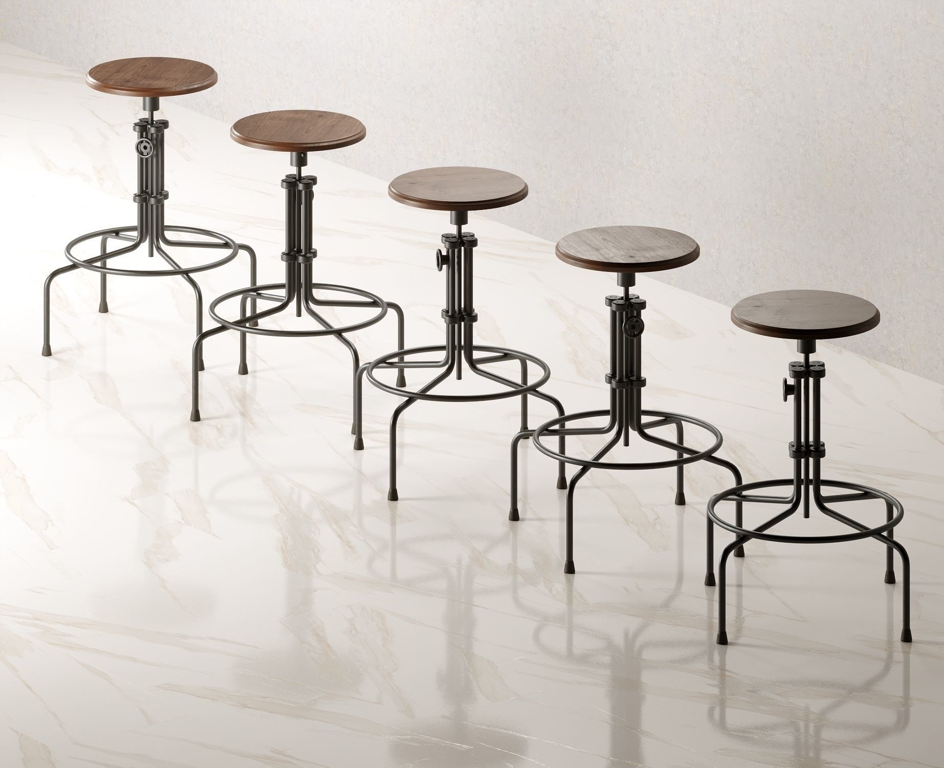 Bar stool loft Low-poly 3D model_3