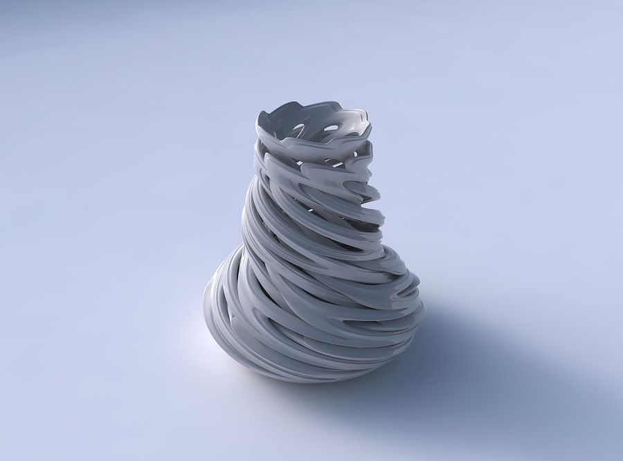 Vase cylindrical tapered with beveled intertwining lines very... 3D print model_3