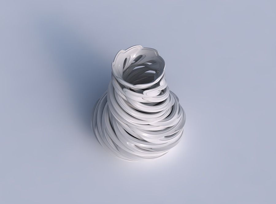 Vase cylindrical tapered with beveled intertwining lines very... 3D print model_1
