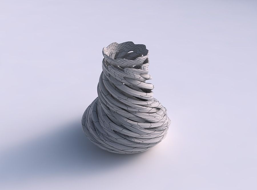 Vase cylindrical tapered with beveled intertwining lines very... 3D print model_5