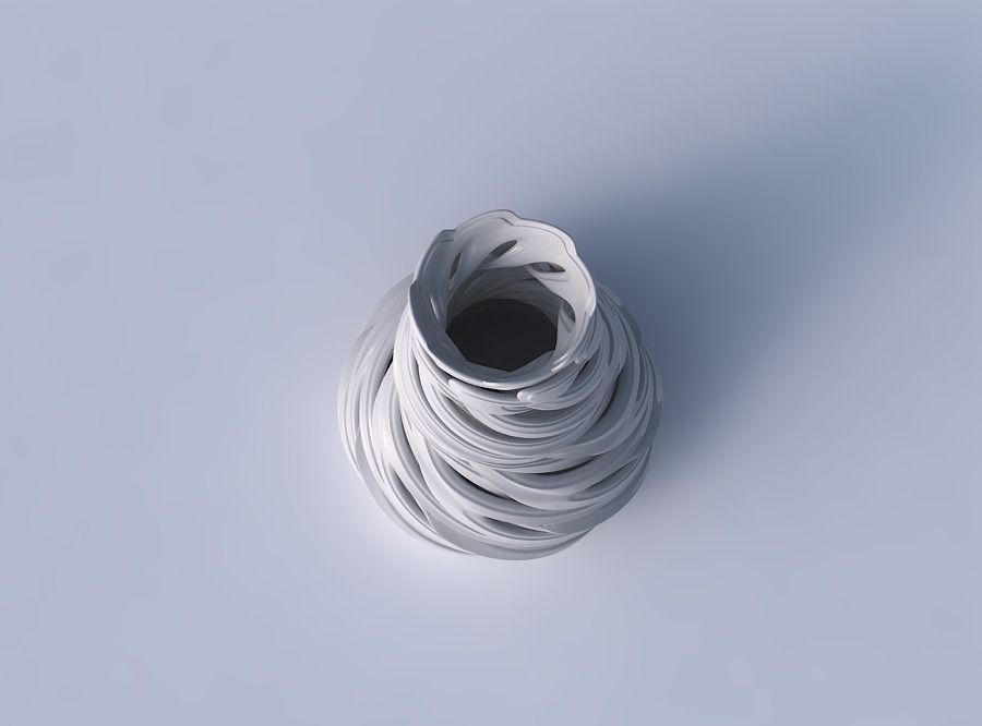 Vase cylindrical tapered with beveled intertwining lines very... 3D print model_2