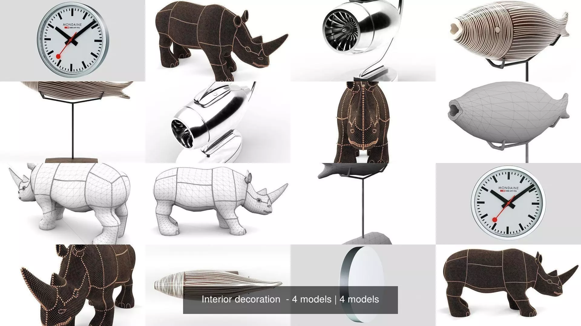 Interior decoration  - 4 models 3D Model Collection_1