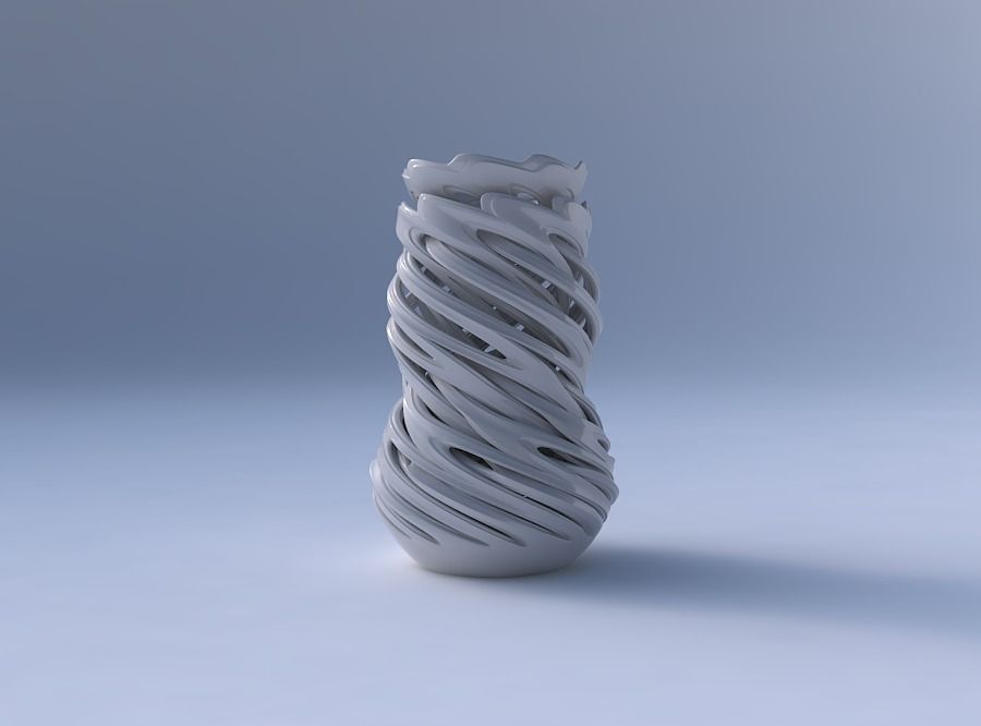 Vase cylindrical tapered with beveled intertwining lines very... 3D print model_4