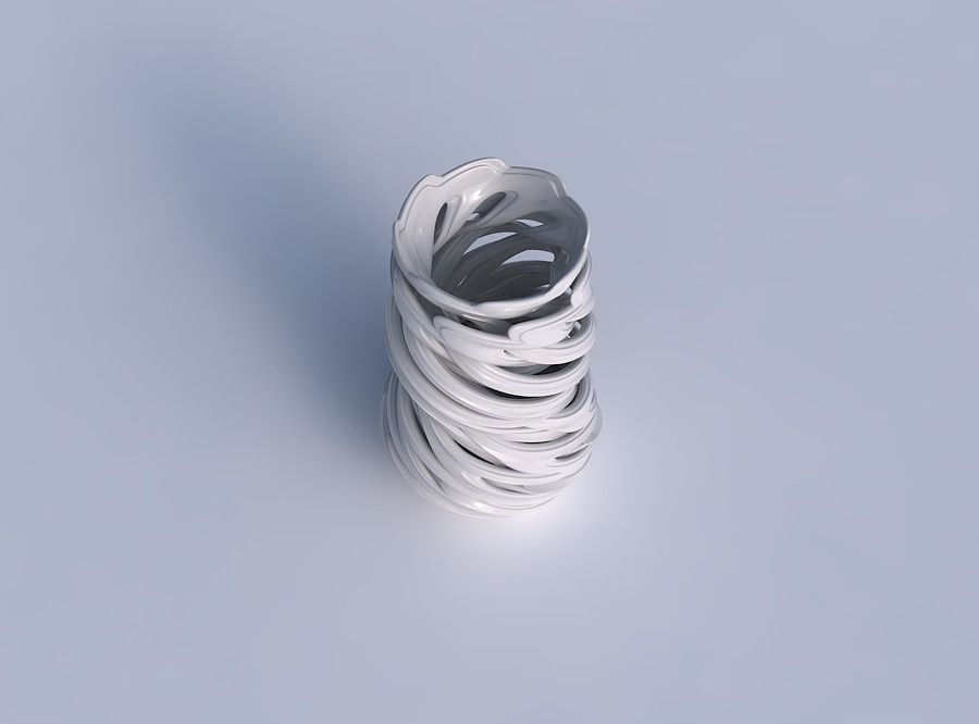 Vase cylindrical tapered with beveled intertwining lines very... 3D print model_1