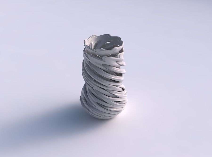 Vase cylindrical tapered with beveled intertwining lines very... 3D print model_0