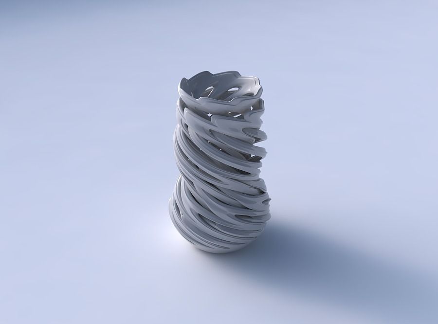 Vase cylindrical tapered with beveled intertwining lines very... 3D print model_3