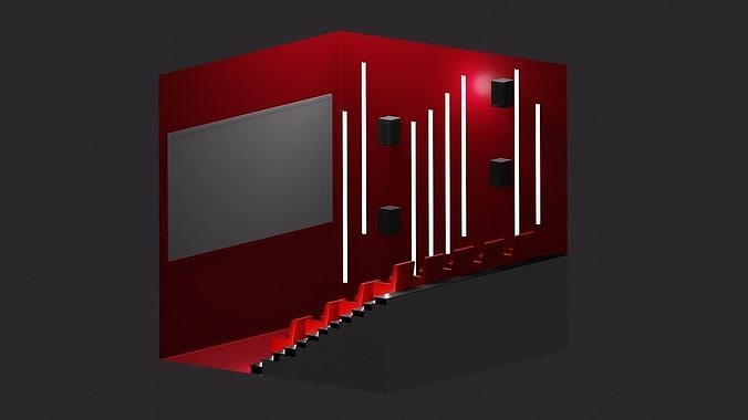 3D low-poly Theater glass box with stairs in it Low-poly 3D model