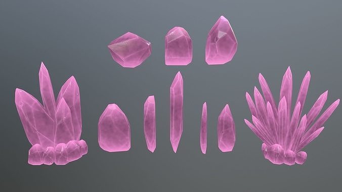 Crystal Set cube Low-poly 3D model