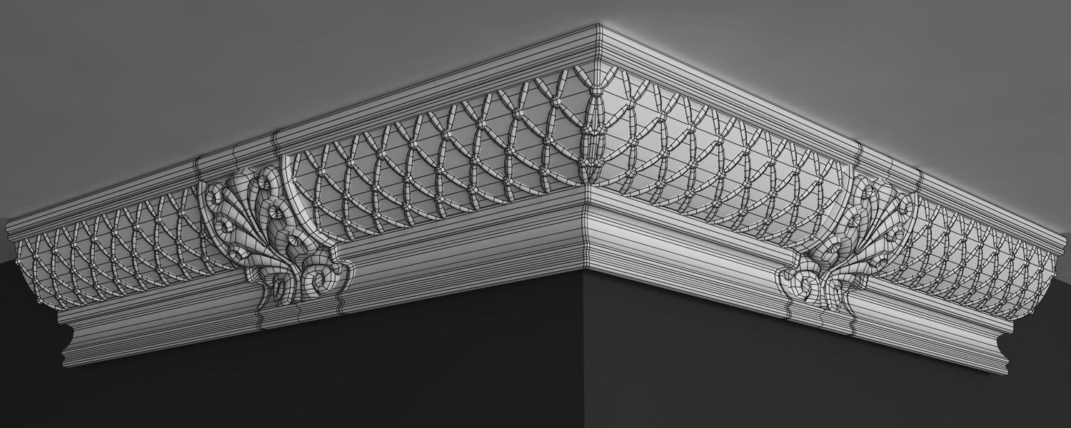 Cornice Moulding 3D Model with Classic Elements 3D model_8