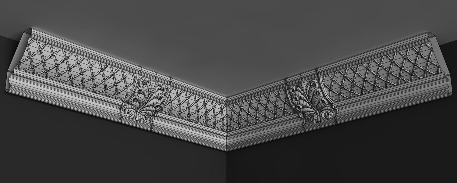 Cornice Moulding 3D Model with Classic Elements 3D model_5