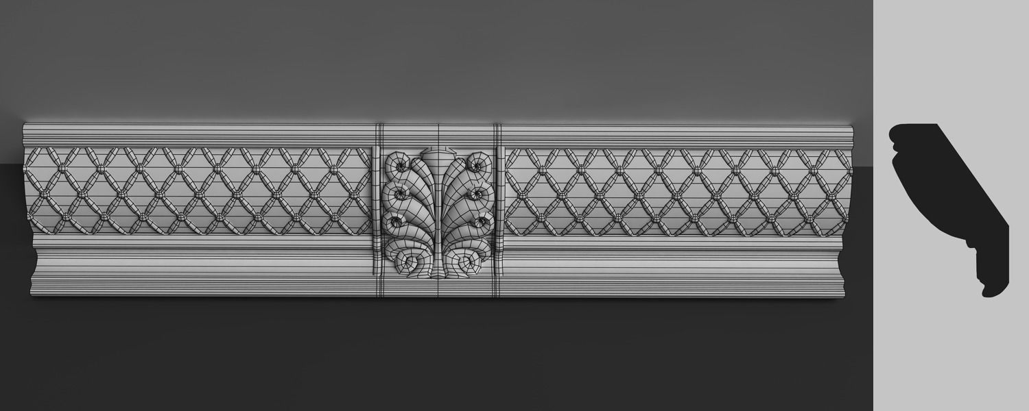 Cornice Moulding 3D Model with Classic Elements 3D model_2