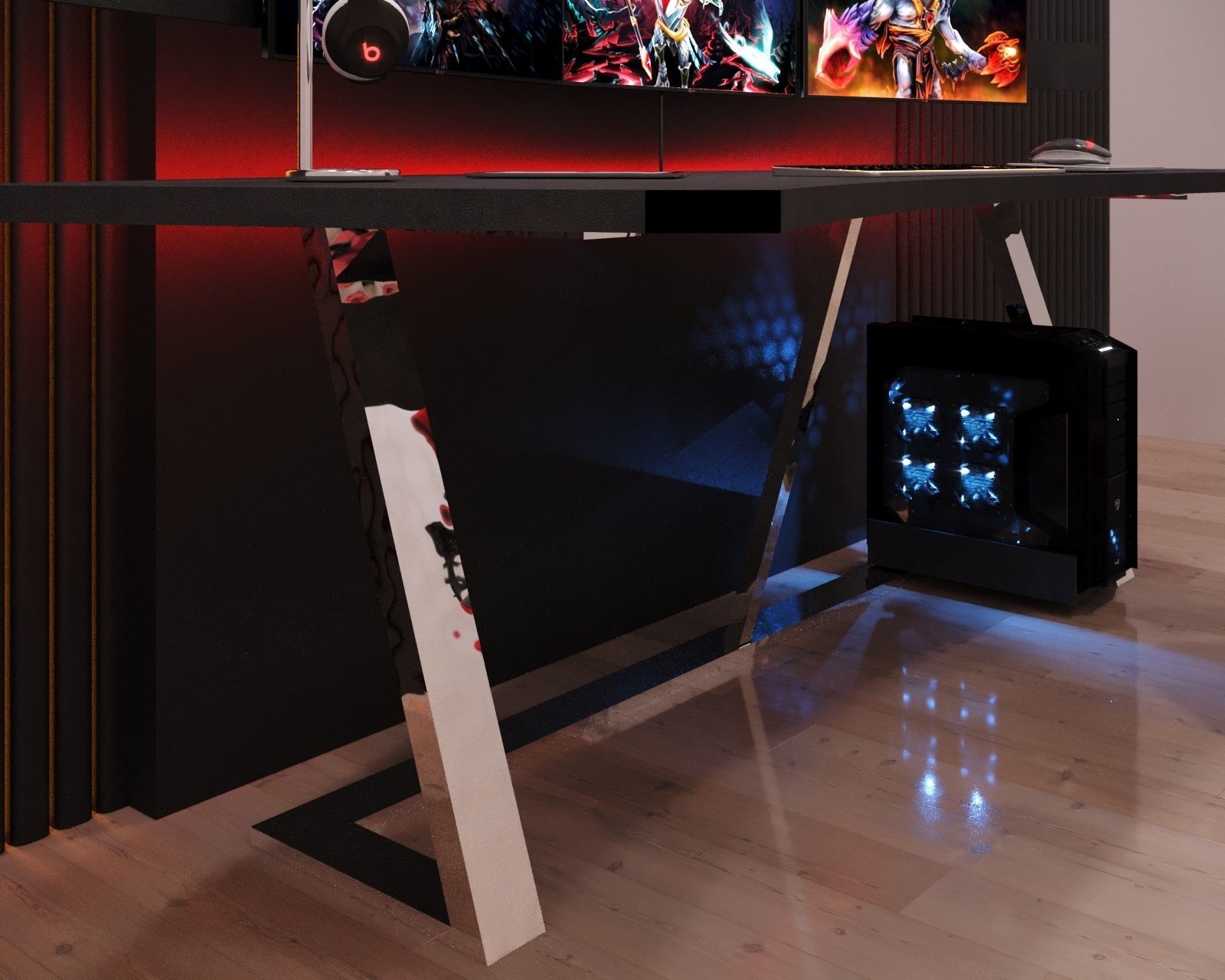 Gaming pc and pc table design free 3D model CGTrader