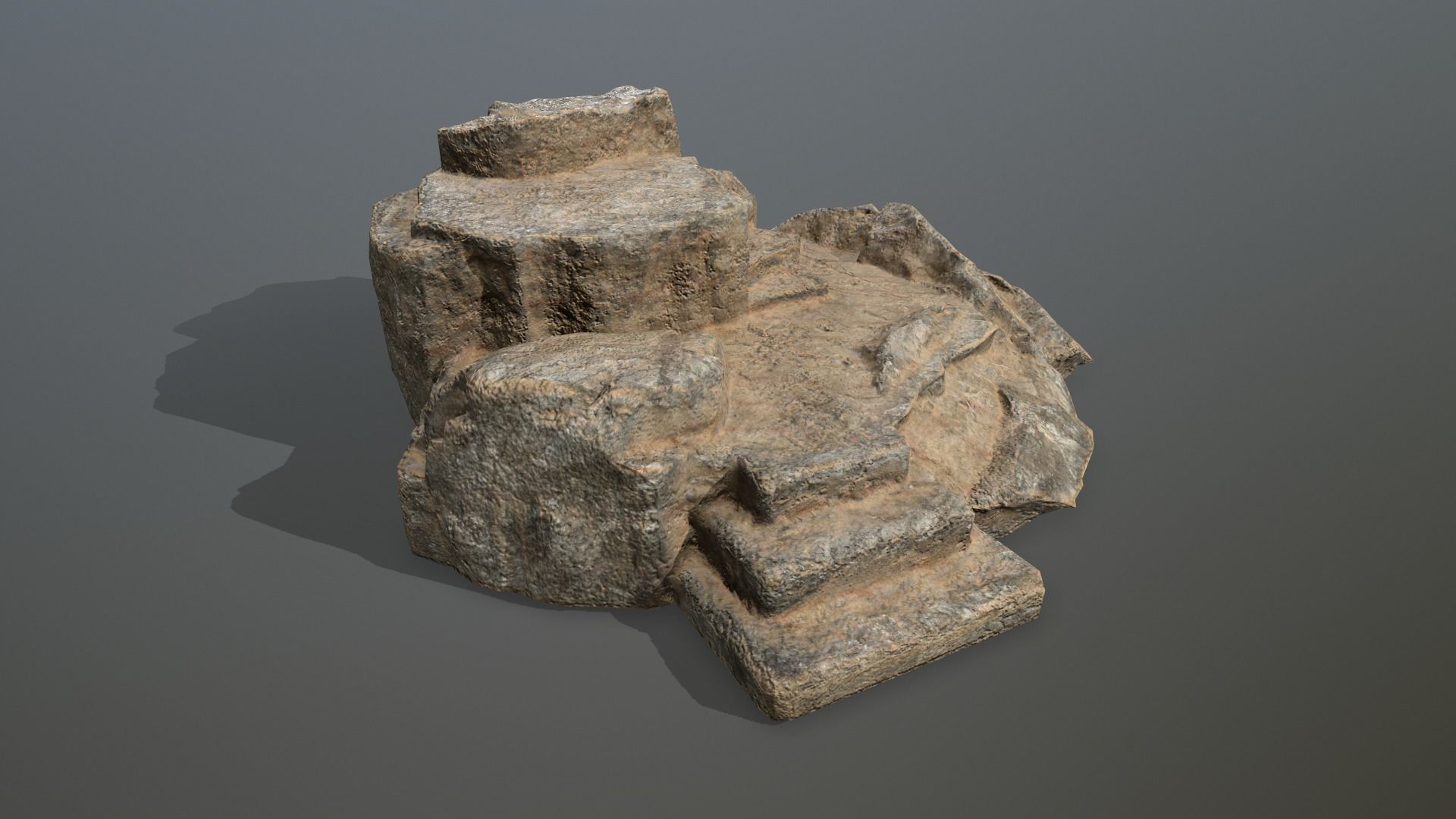 Altar Set rock Low-poly 3D model_16
