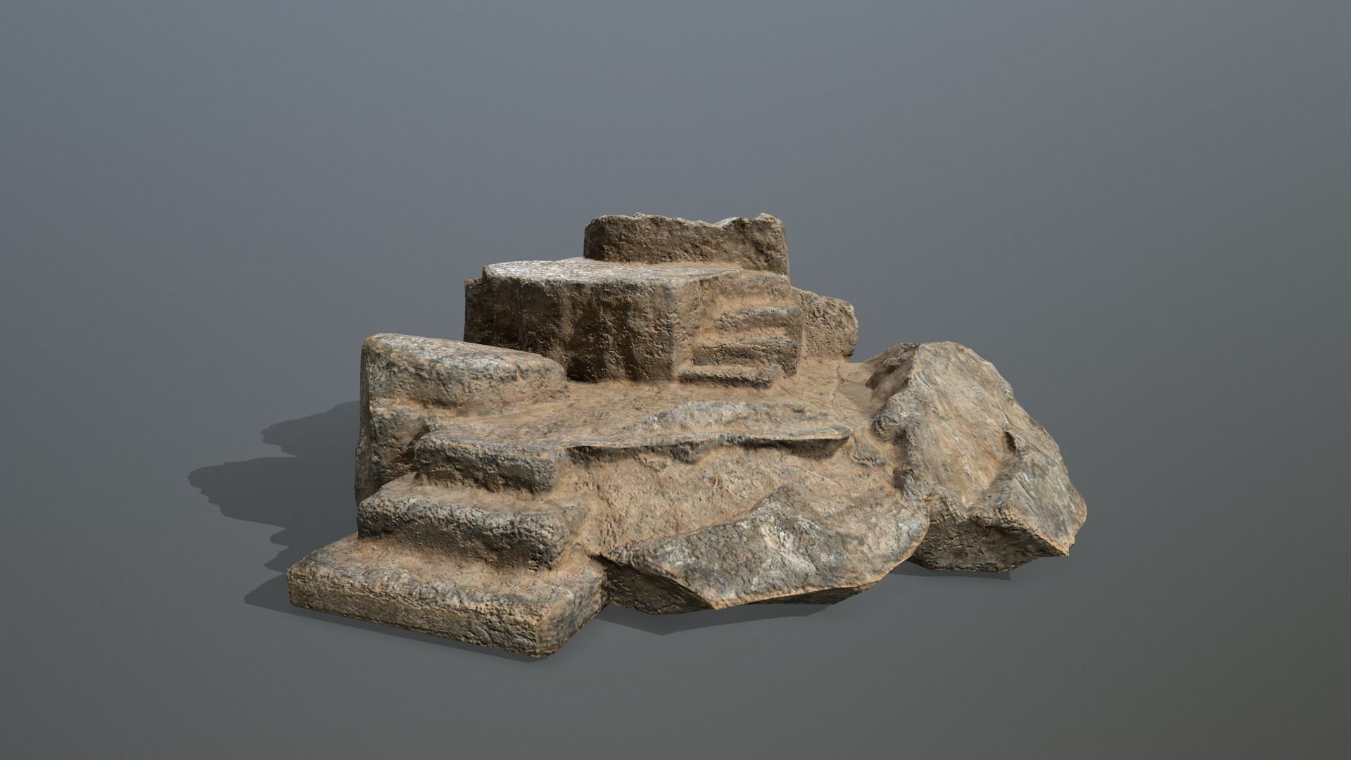 Altar Set rock Low-poly 3D model_10
