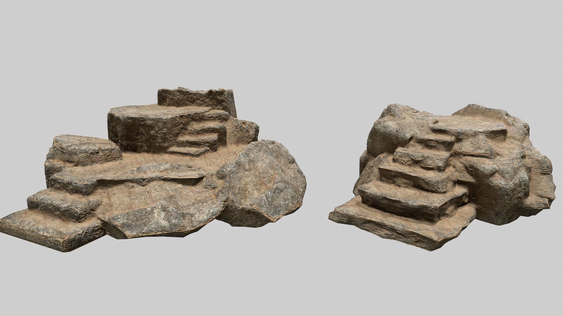 Altar Set rock Low-poly 3D model_1