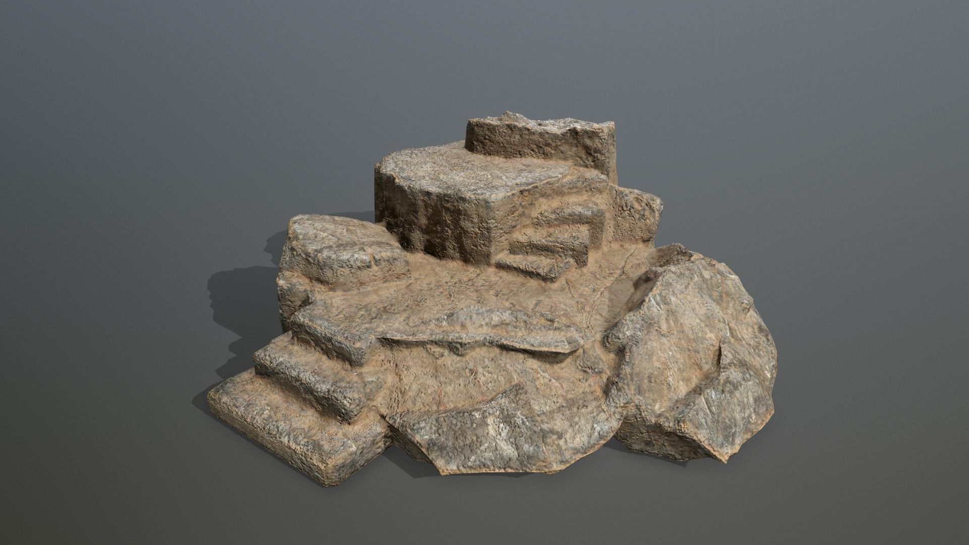Altar Set rock Low-poly 3D model_9