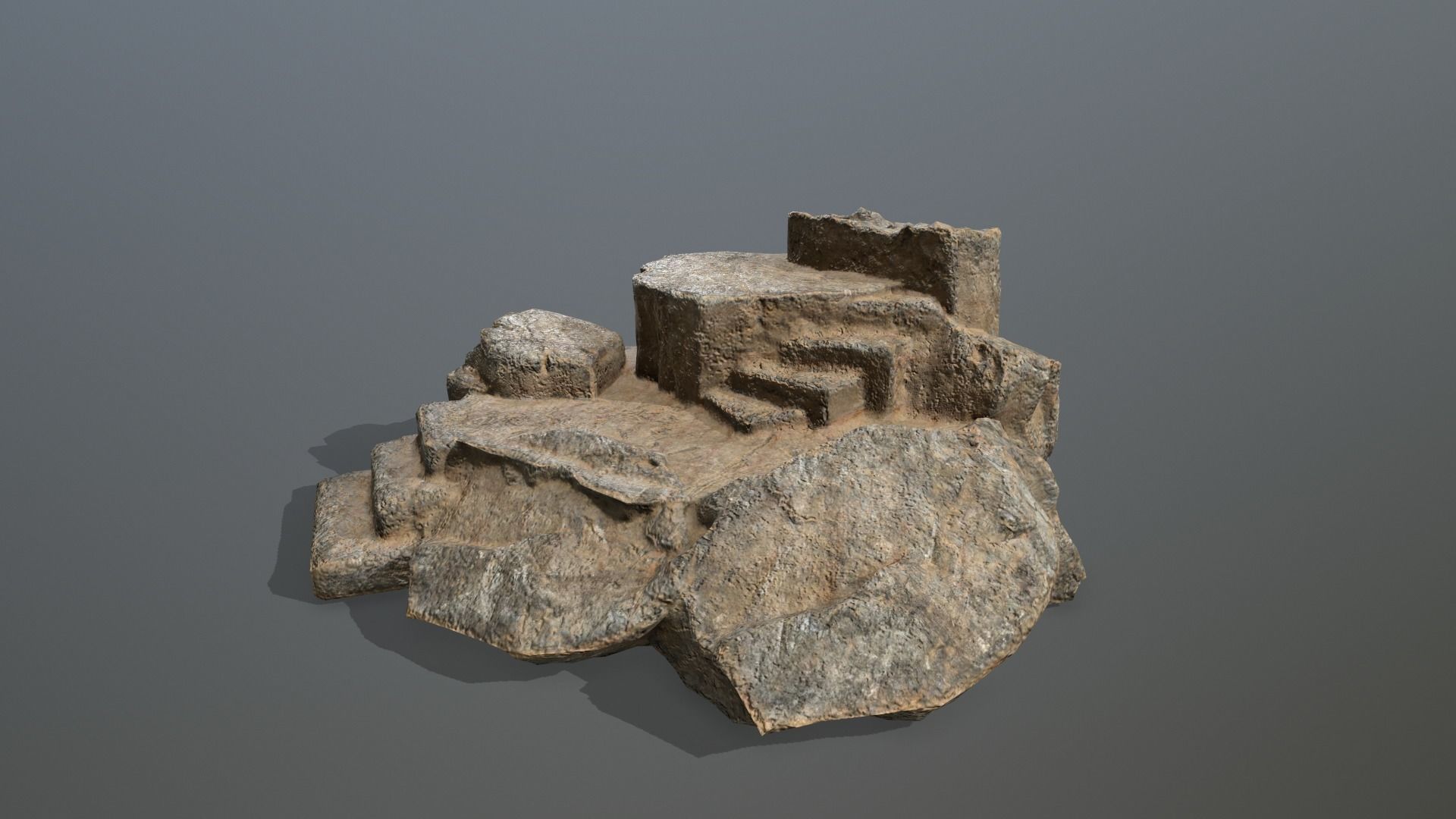 Altar Set rock Low-poly 3D model_11