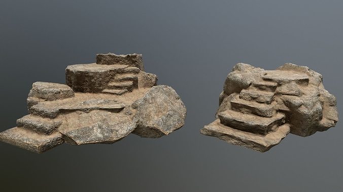 Altar Set rock Low-poly 3D model
