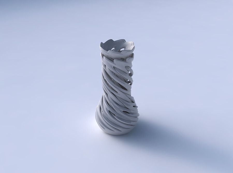 Vase cylindrical tapered with beveled intertwining lines very... 3D print model_3