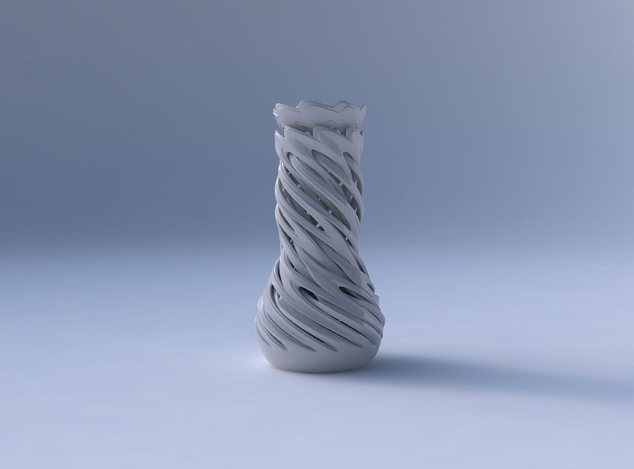 Vase cylindrical tapered with beveled intertwining lines very... 3D print model_4