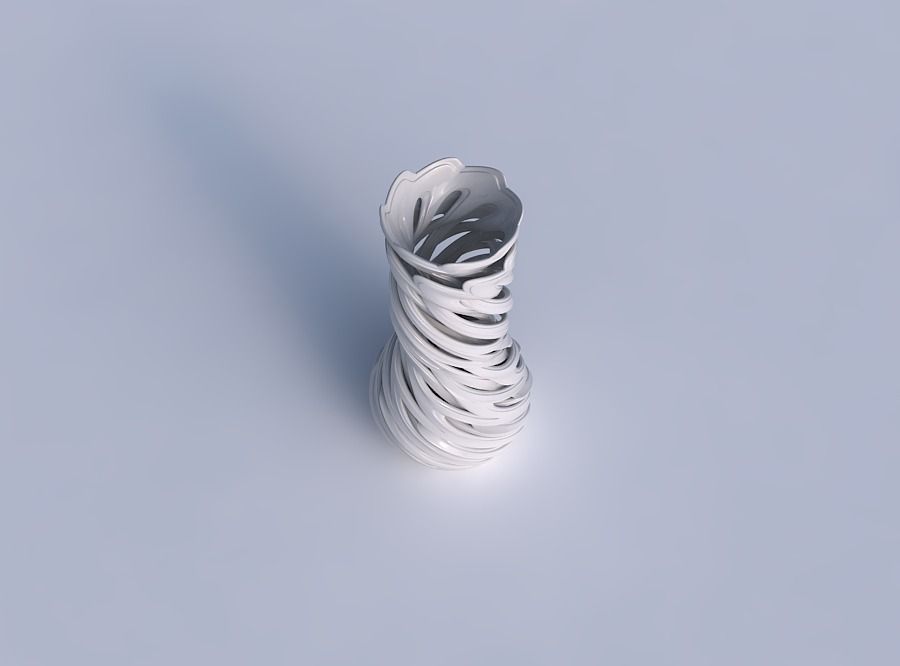 Vase cylindrical tapered with beveled intertwining lines very... 3D print model_1
