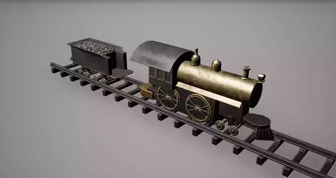 Toy Locomotive Low Poly Game Ready 